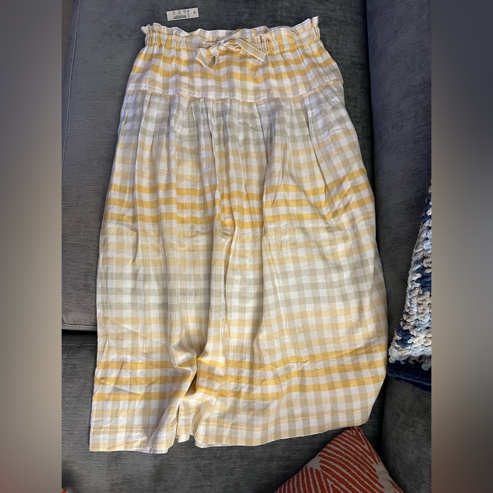 NWT size XS Madewell Yellow and White Gingham Women's Skirt